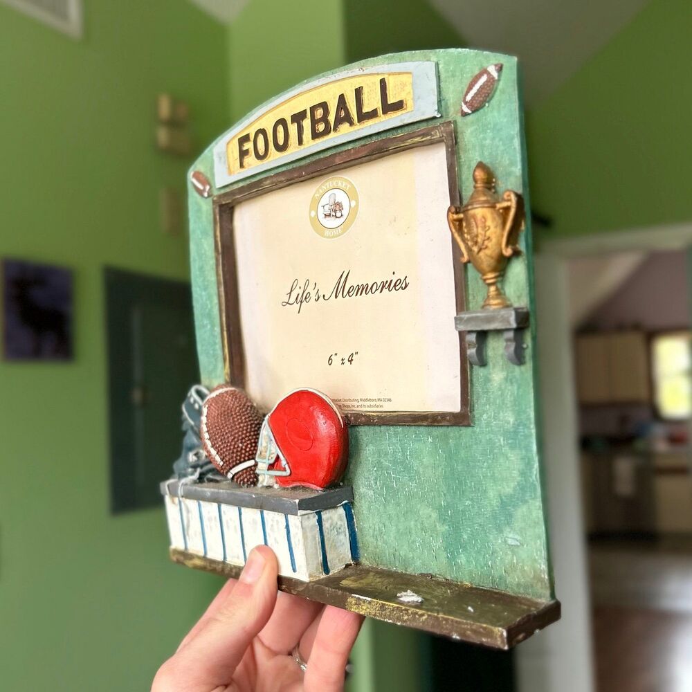 Football Sports Themed VTG Textured 3D Picture Frame Accent - Picture 2 of 7